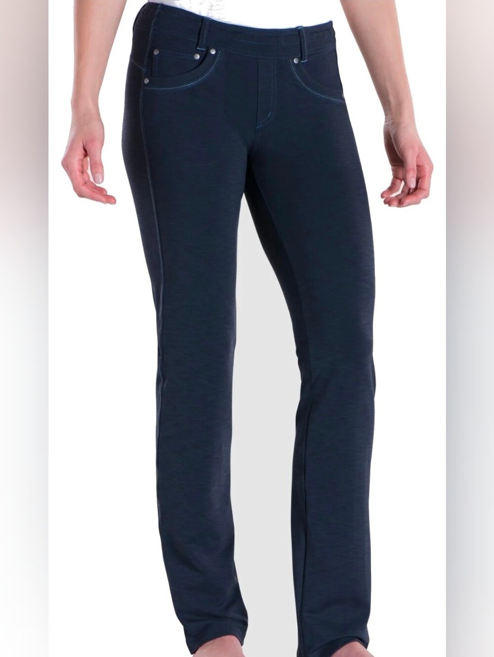 Kuhl Mova Navy Pull On Straight-Leg Knit Pants Size 12 Reg